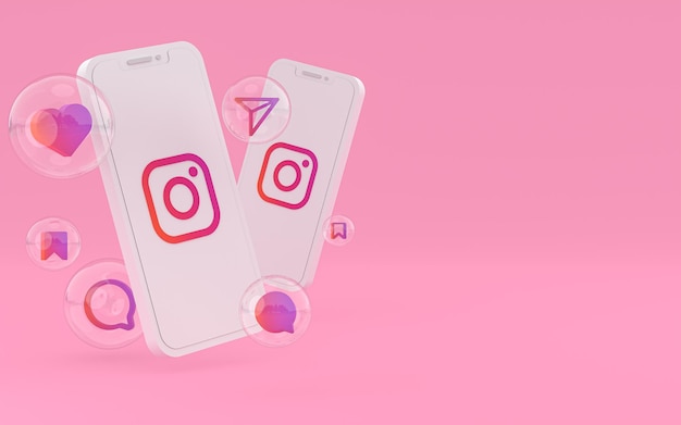 Instagram-Symbol auf dem Bildschirm Smartphone oder Handy 3D-Rendering