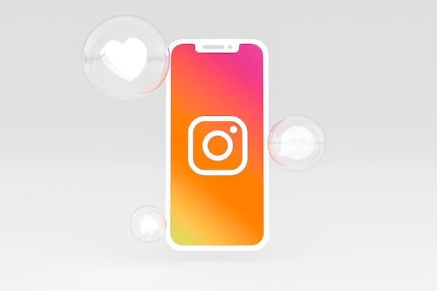 Instagram-Symbol auf dem Bildschirm Smartphone oder Handy 3D-Rendering