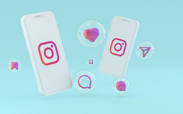 Instagram-Symbol auf dem Bildschirm Smartphone oder Handy 3D-Rendering