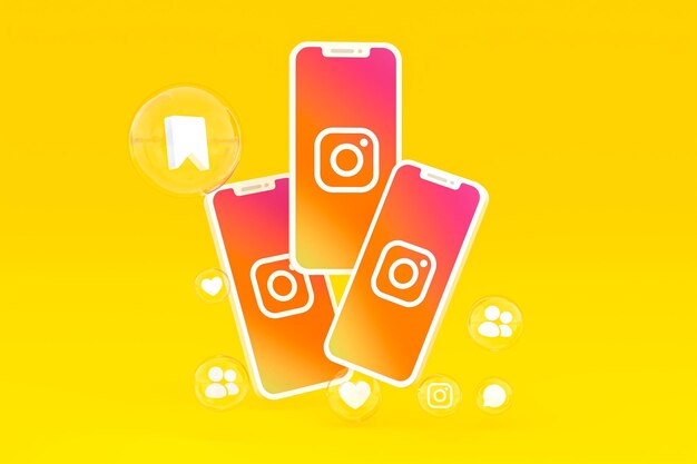 Instagram-Symbol auf dem Bildschirm Smartphone oder Handy 3D-Rendering