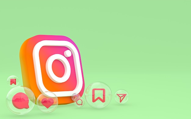 Instagram-Symbol auf dem Bildschirm Smartphone oder Handy und Instagram-Reaktionen lieben 3D-Rendering