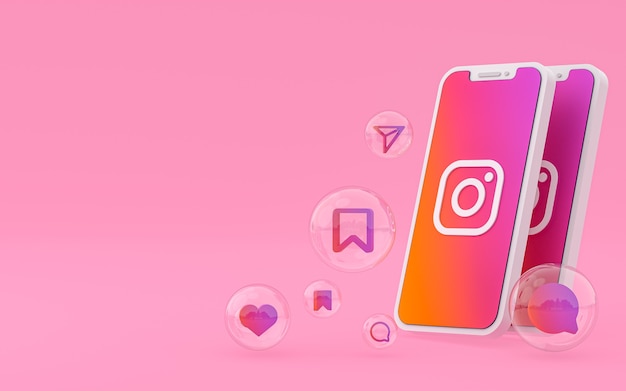 Instagram-Symbol auf dem Bildschirm Smartphone oder Handy und Instagram-Reaktionen lieben es zu rendern