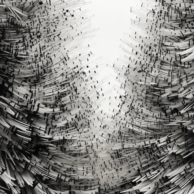 Foto instalação abstrata penas infinitas em estilo glitch art