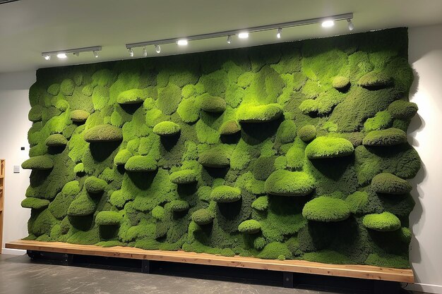 Foto instalação de arte de parede de musgo diy para design biofílico