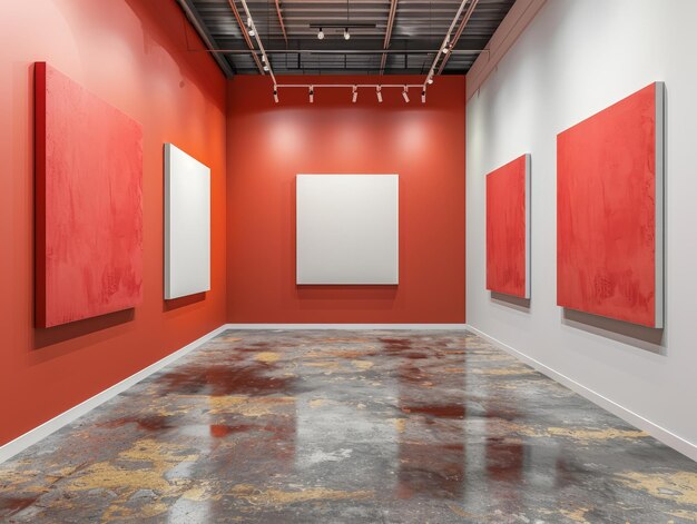 Foto instalação de arte moderna tela quadrada na parede da exposição com sombras