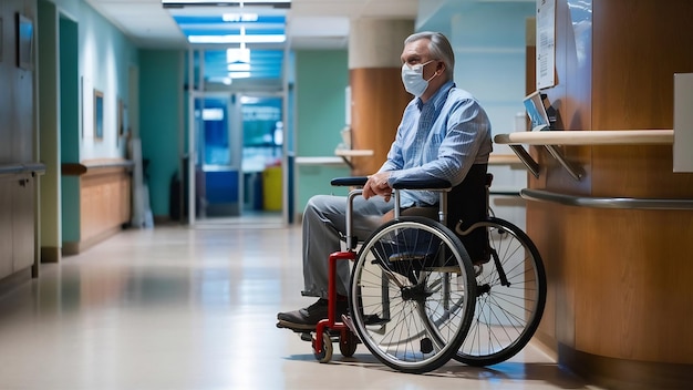 Instalação de equipamentos para cadeiras de rodas de perto no ponto de serviço do hospital