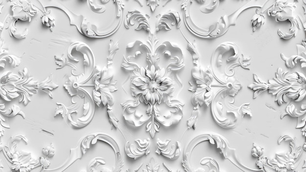 Instalación de arte floral blanco en 3D en una pared contemporánea