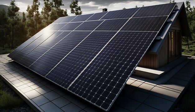 Instalación de una celda solar en un techo paneles solares en el techo trabajadores que instalan energía agrícola de celdas solares