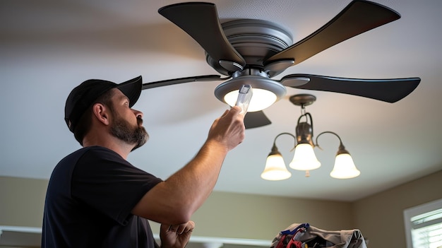 Foto instalación hábil artesanía moderna mejora del hogar trabajo eléctrico renovación servicio profesional generado por ia