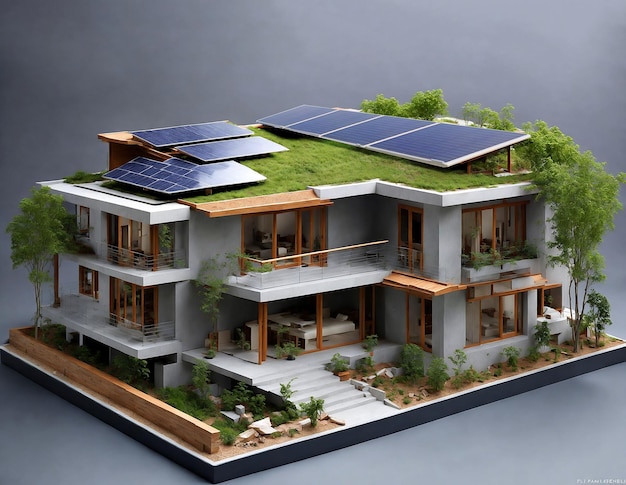 Instalación de paneles solares fotovotaicos en un techo en suset Casa de energía solar Fábrica Espacio para texto