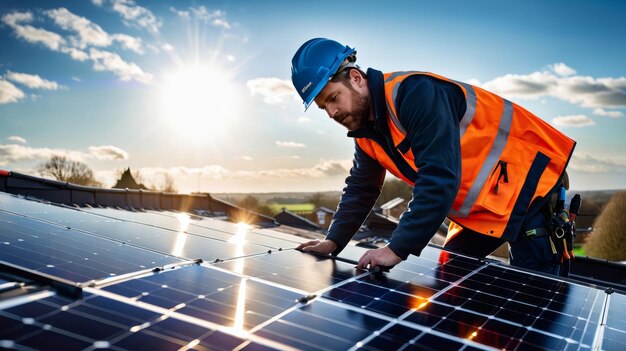 Instalación de paneles solares en el techo de un edificio