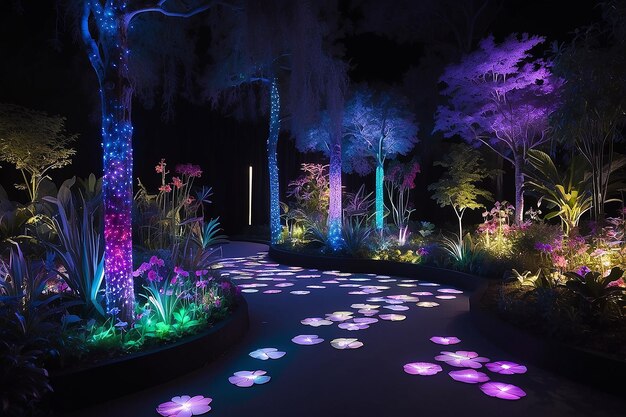 Instalaciones de luz interactiva de diseño de jardín botánico LED