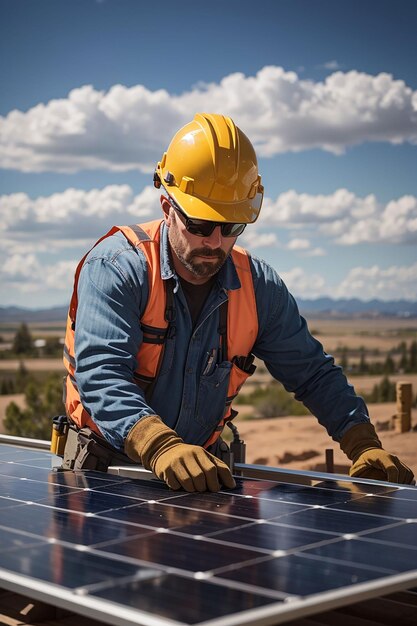 Foto instalar painéis solares no telhado inteligência artificial gerativa