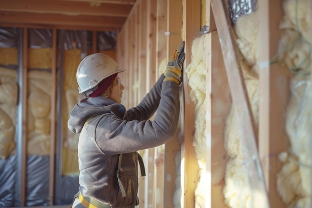 Installateur von isolierenden Wänden im Haus Generative KI