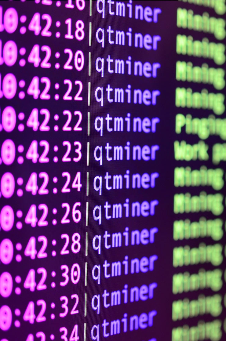 Foto instantánea macro de la interfaz del programa para crypto currency.