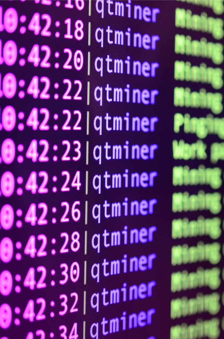 Foto instantánea macro de la interfaz del programa para crypto currency.