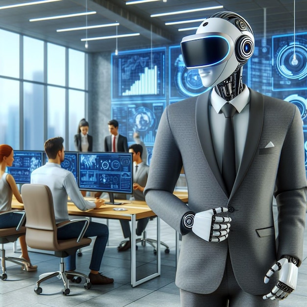 instantâneos de imersão robótica revelam uma entidade tecnológica versus exploração humana em espaços projetados em VR