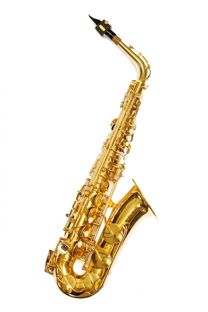 Instrumento de jazz saxofone isolado