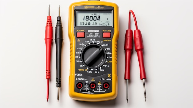 Instrumento de medición eléctrica de precisión sobre un fondo blanco