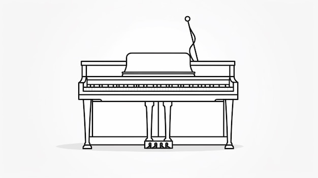 Instrumento de música de piano de línea de dibujo continuo con características de diseño minimalista