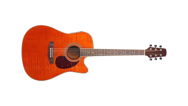 Instrumento musical Orange Flame maple cutaway guitarra acústica aislada