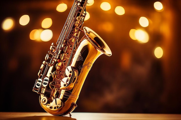 Instrumento de saxofón en el escenario