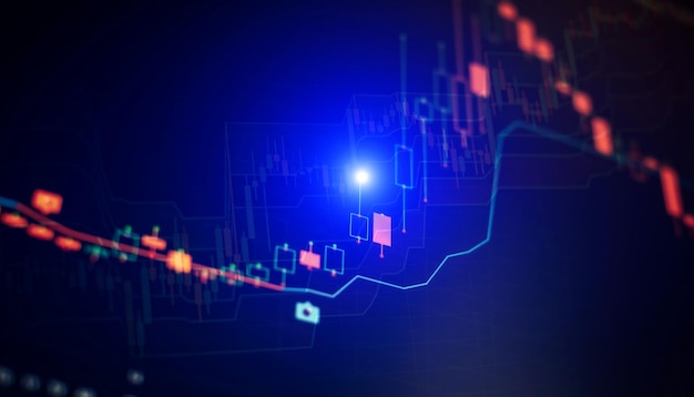 Instrumentos financieros con varios tipos de indicadores, incluido el análisis de volumen para análisis técnico profesional en el monitor de una computadora