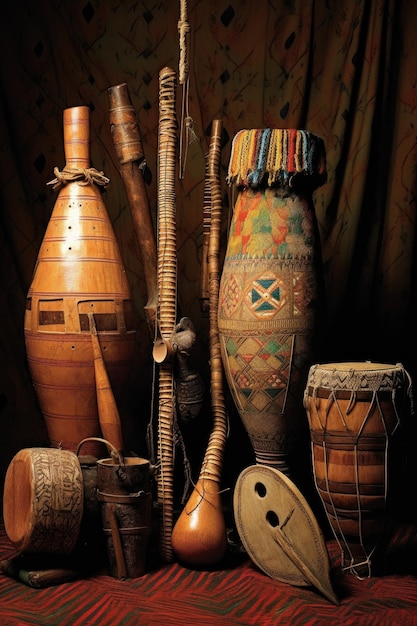Instrumentos musicais africanos tradicionais criados com IA generativa
