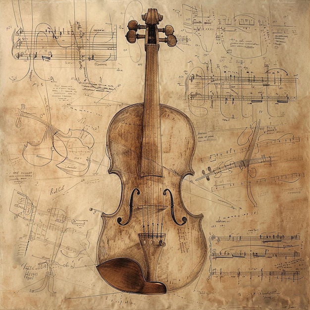 Foto instrumentos musicales en estilo abstracto con notas musicales