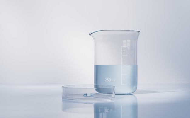 Instrumentos químicos com conceito de biotecnologia 3D renderização Ilustração 3D