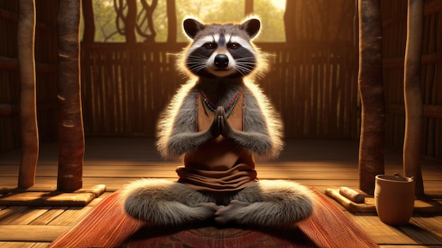 Instrutor de Yoga Raccoon