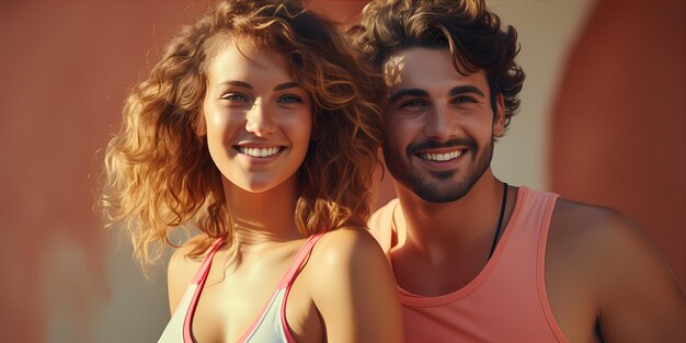 Instrutora de fitness de mulher esportiva sorridente em pé e olhando para a câmera isolada em um fundo