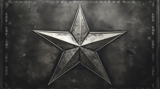 Intaglio Star Una estrella de plata inspirada en el arte chicano en fondo de metal