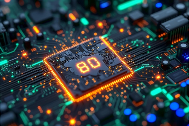 Integração inteligente tecnologia de letras AI chip CPU conceito de conexão com a internet