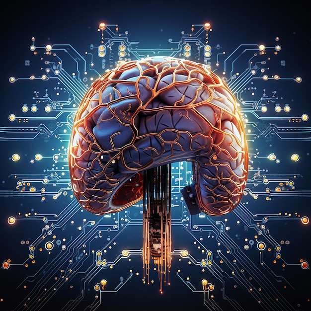 Integración del cerebro de la inteligencia humana con la vista de la placa de circuitos