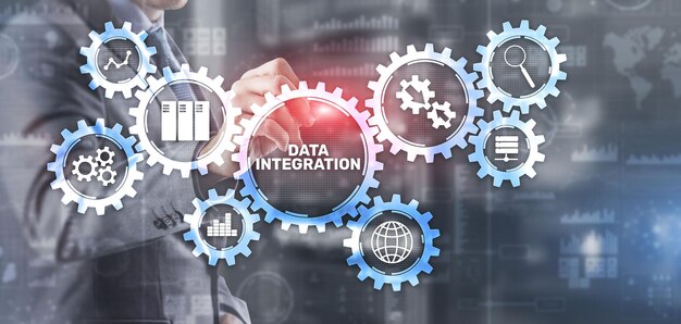 Integración de datos concepto de tecnología de Internet de negocios Medios mixtos
