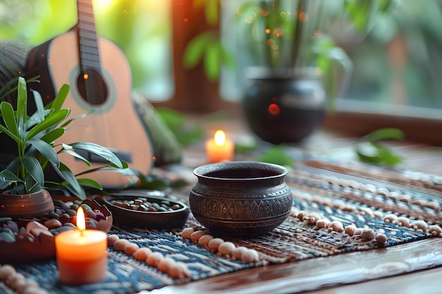 Integración de la musicoterapia en la meditación para la salud holística y el concepto de relajación Musicoterapia Meditación Salud holística Relajación