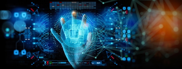 Inteligencia artificial AI con aprendizaje profundo de máquinas y minería de datos tecnologías informáticas modernas