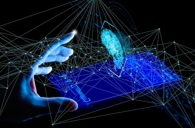 Inteligência artificial ai com aprendizado profundo de máquina e mineração de dados e outro computador moderno