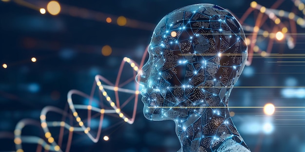 Foto inteligência artificial, aprendizagem profunda e antecedentes de inteligência cerebral