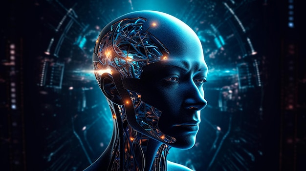 inteligência artificial avançada para o futuro aumento da singularidade tecnológica usando algoritmos de aprendizado profundo Ilustrador de IA generativa