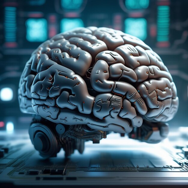 Foto la inteligencia artificial y el cerebro futurista fusionan la tecnología y la humanidad