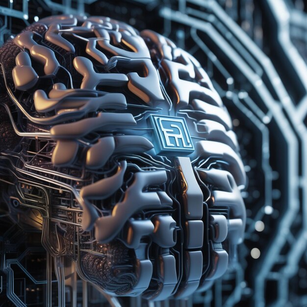 Foto la inteligencia artificial y el cerebro futurista fusionan la tecnología y la humanidad