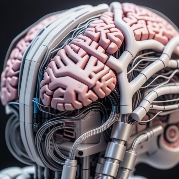 Foto la inteligencia artificial y el cerebro futurista fusionan la tecnología y la humanidad