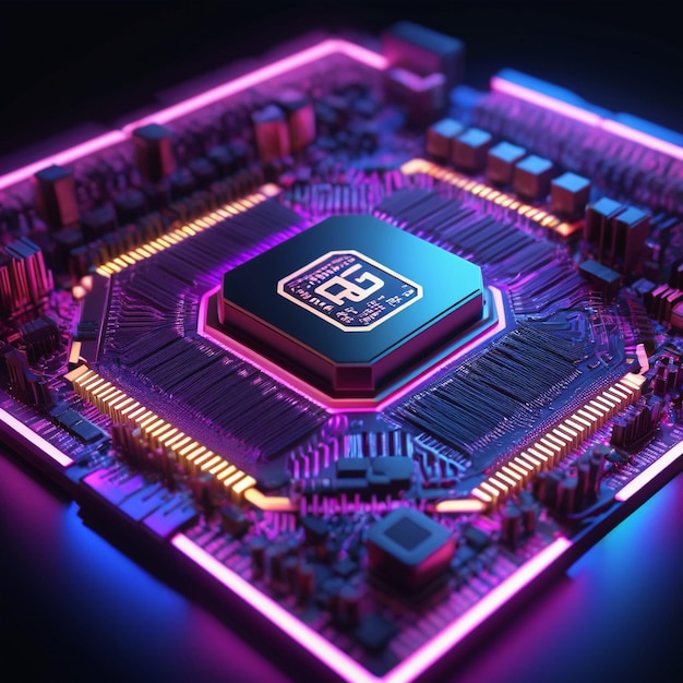 Inteligência artificial chipset de computador colorido