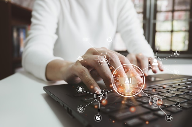 Inteligencia Artificial: concepto de conexión global de datos con tecnología de Internet