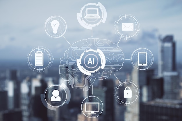 Inteligencia artificial y concepto futurista