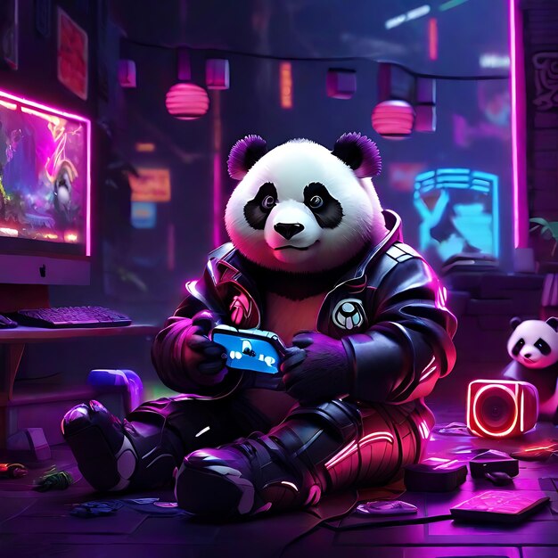 Foto inteligência artificial de jogos de panda