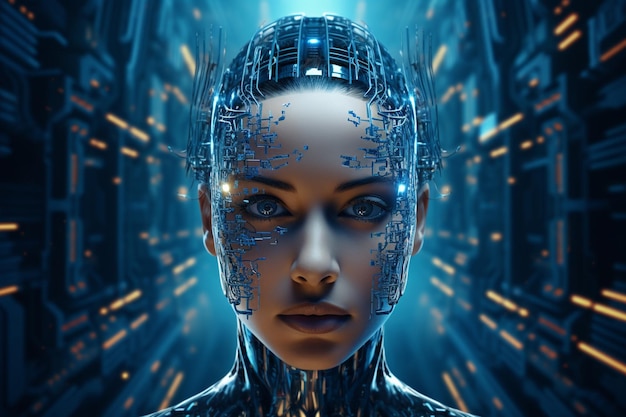 Inteligência artificial em cabeça humanoide
