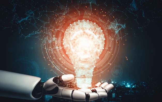 Inteligencia artificial futura y aprendizaje automático para un robot droide o cyborg